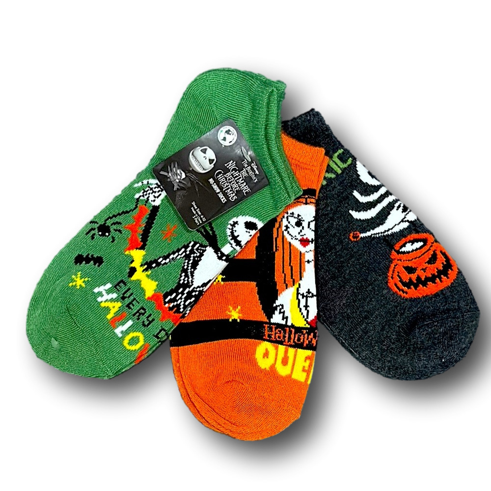 3-Pack Nightmare Before Christmas Halloween Funny Novelty No-Show Socks - NWT